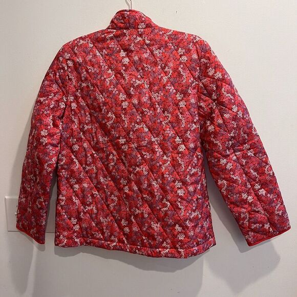 Draper James Womens Pink Quilted Jacket S Floral Full Zip Long Sleeve Cottagecor - Picture 7 of 8
